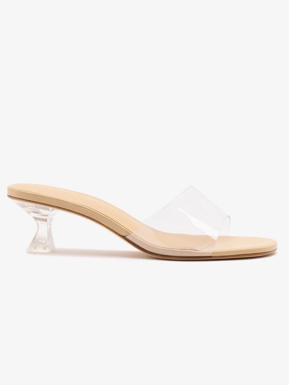 Larroude Vivi Lucite Clear Mule Sand Leather Size 8.5